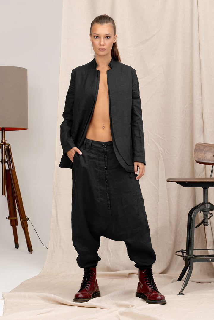 Extravagant Drop Crotch Linen Pants for Women