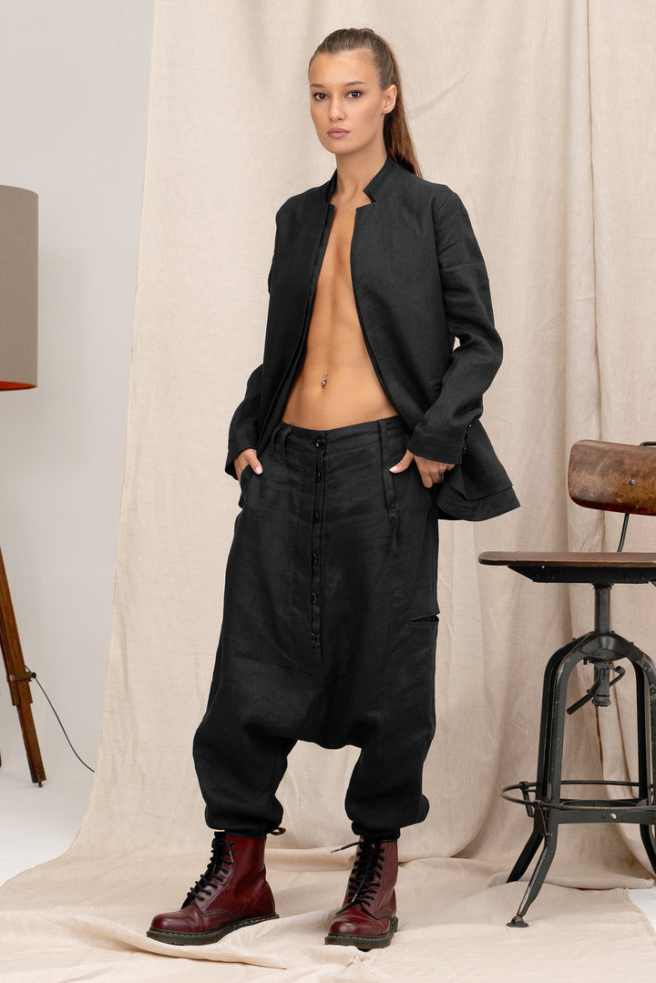 Extravagant Drop Crotch Linen Pants for Women