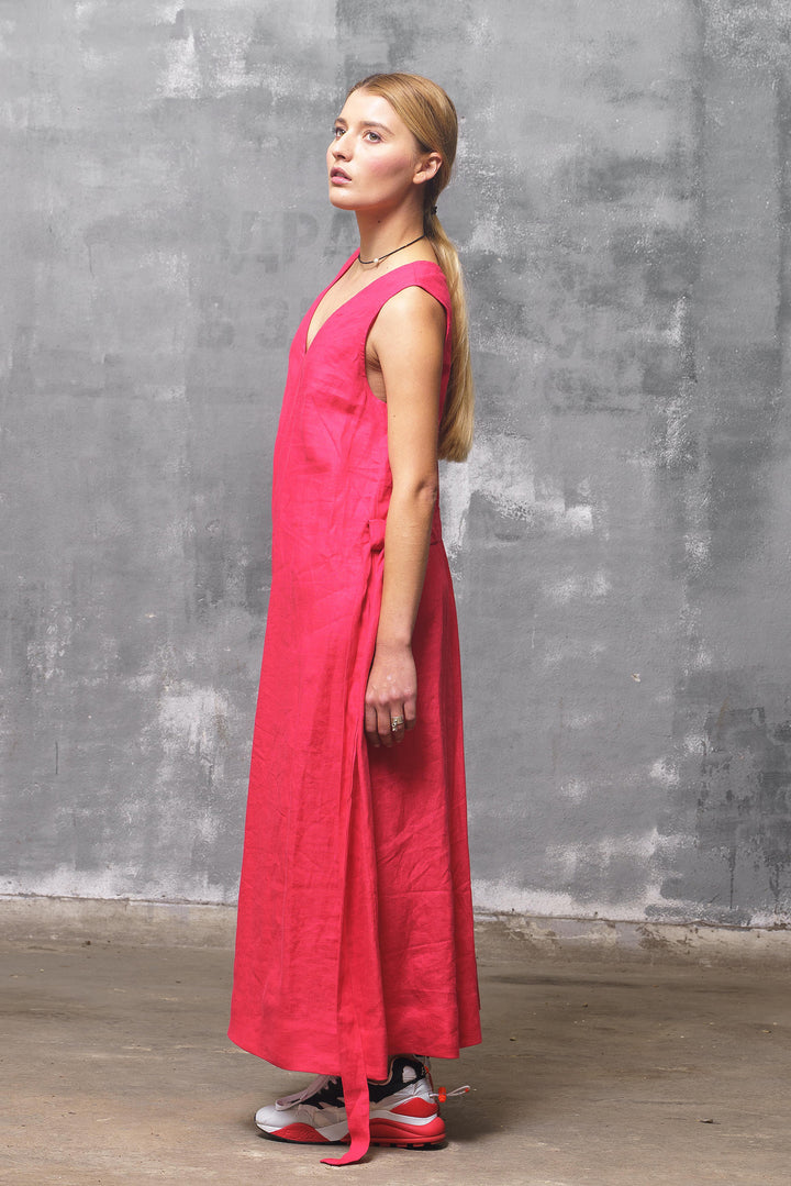 Raspberry Red Linen Jumpsuit