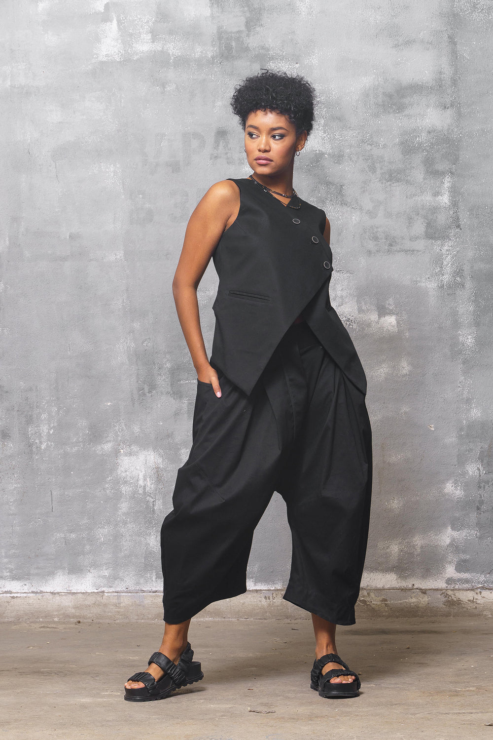 Black Cotton Baggy Pants