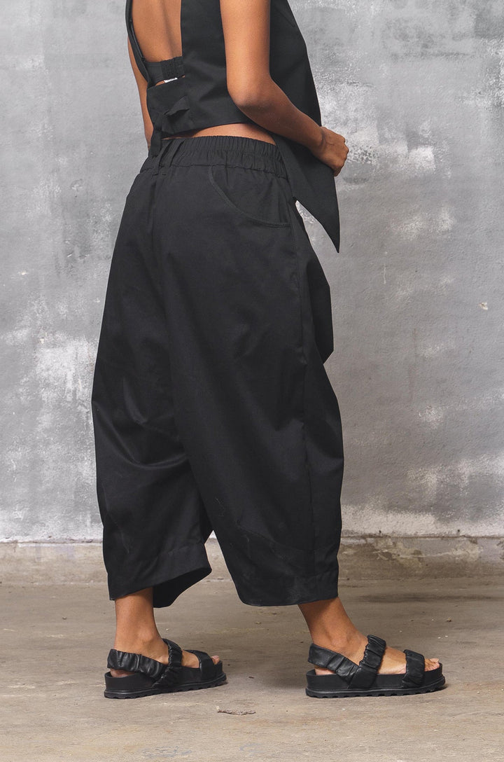 Black Cotton Baggy Pants