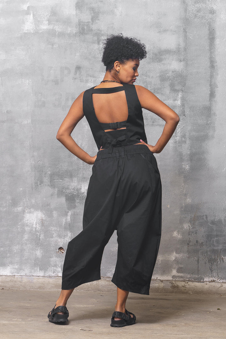 Black Cotton Baggy Pants