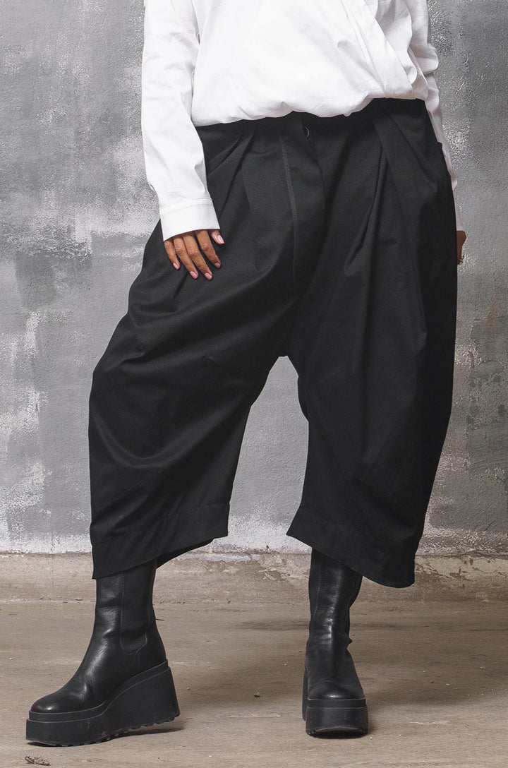 Black Cotton Baggy Pants