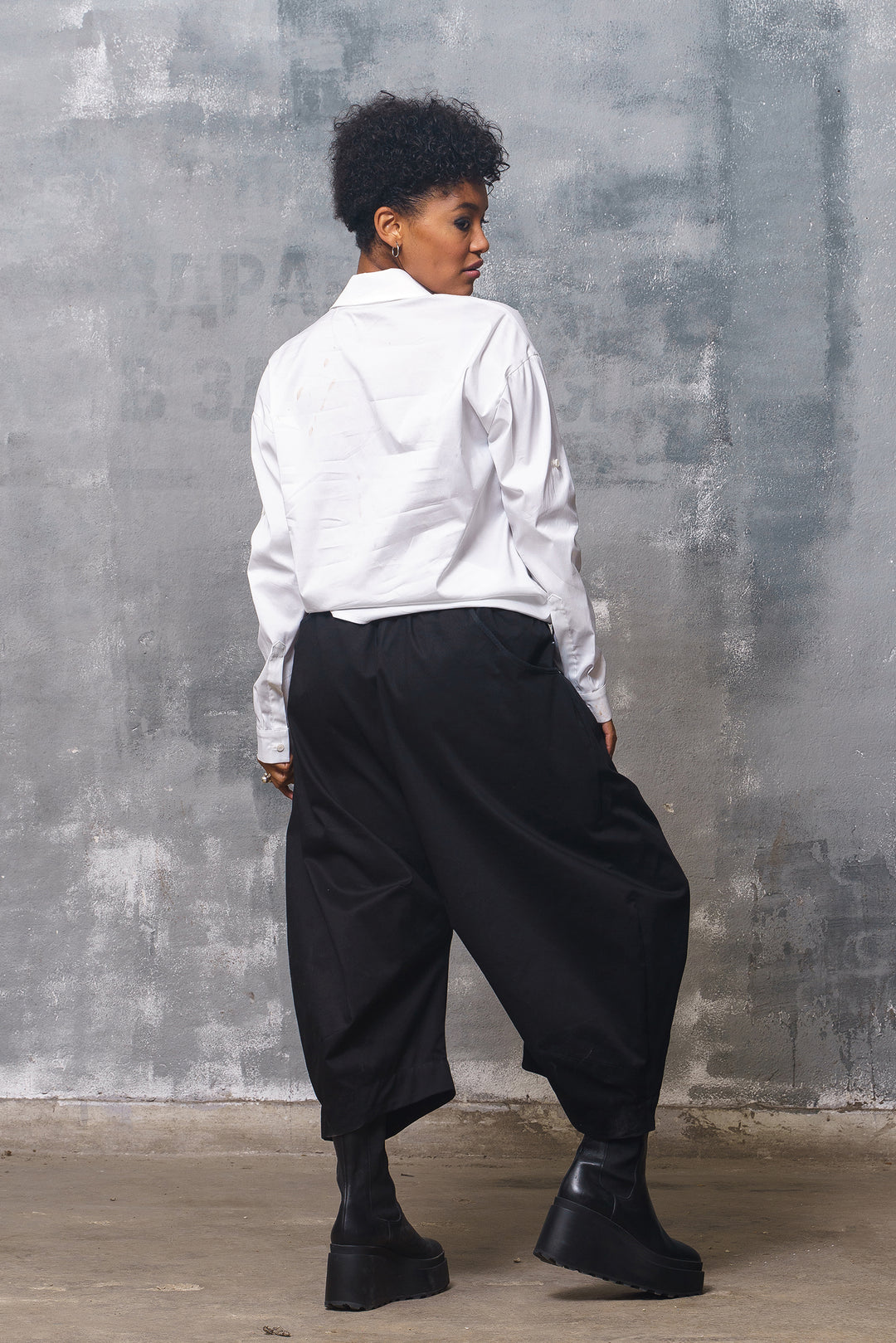 Black Cotton Baggy Pants