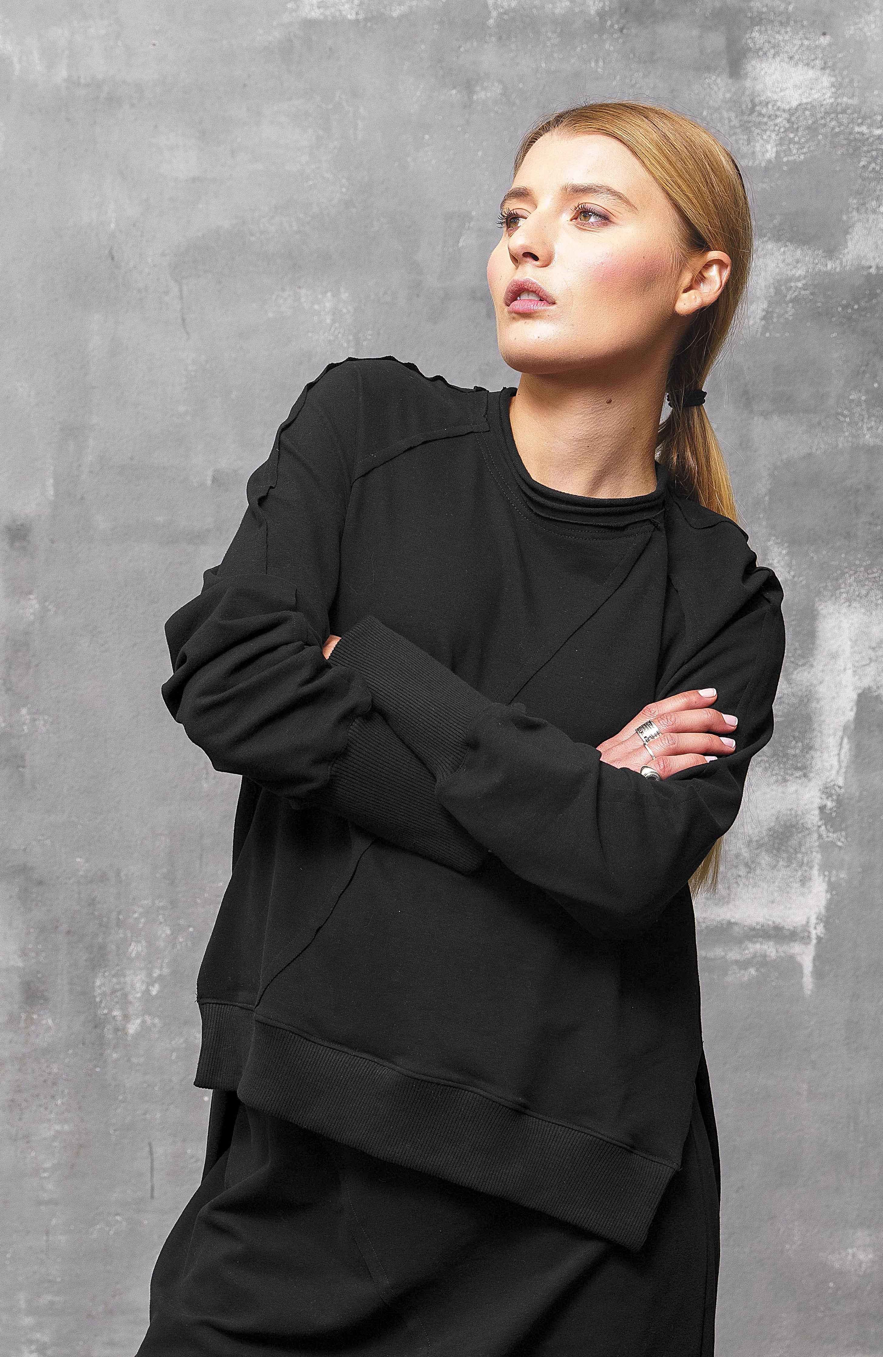 Black Asymmetrical Sweatshirt Women s Asymmetrical Sweatshirt