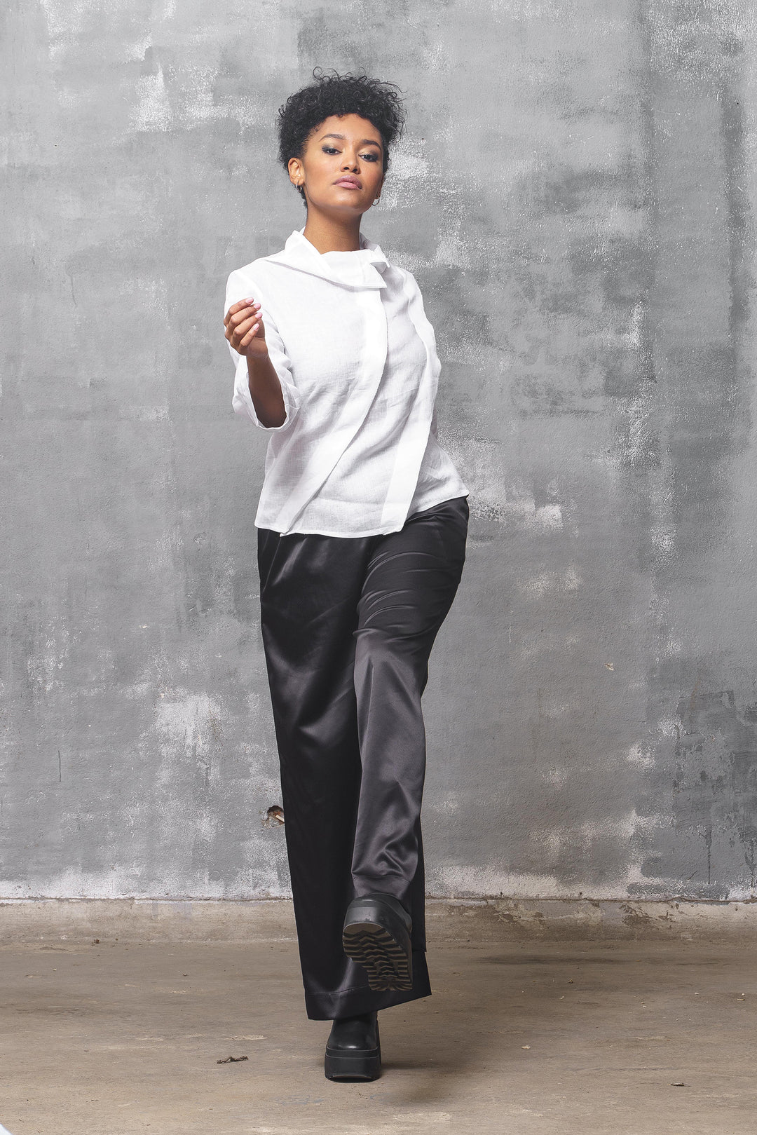 White Linen Avant Garde Top for Women