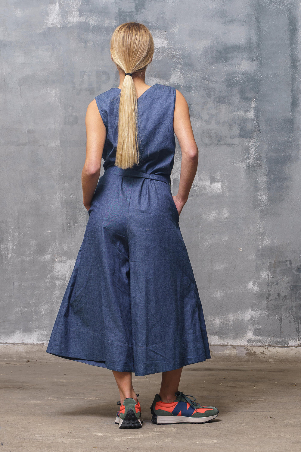 Wide Leg Denim Jumpsuit