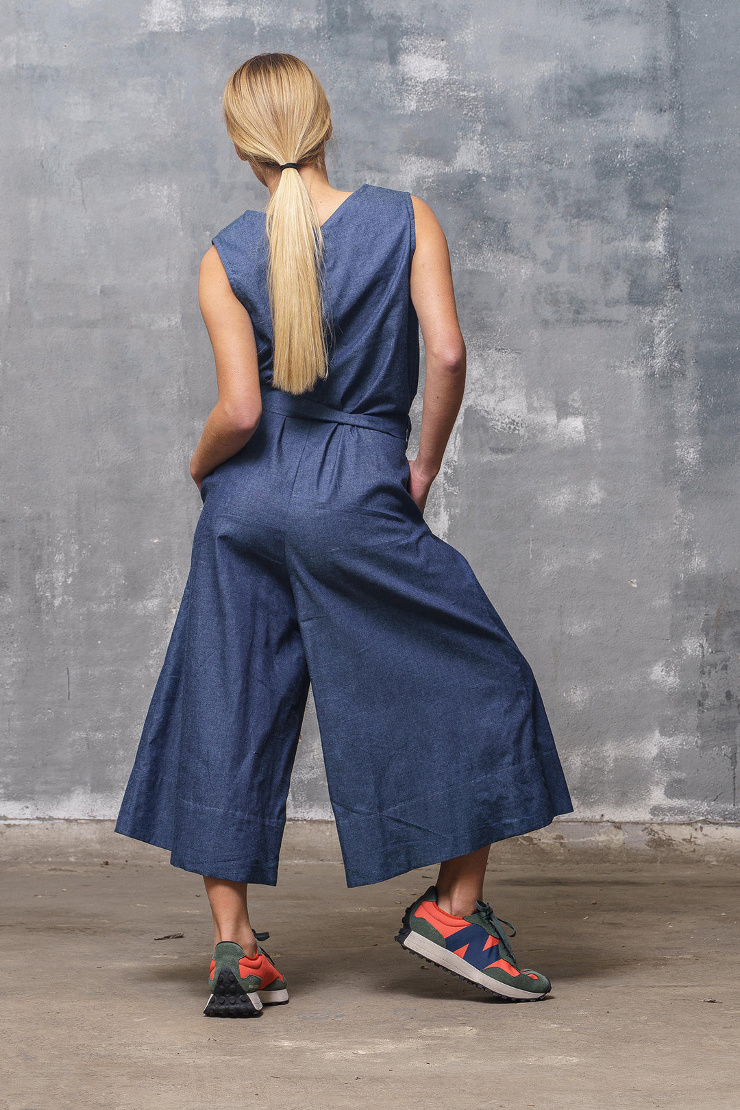 Wide Leg Denim Jumpsuit