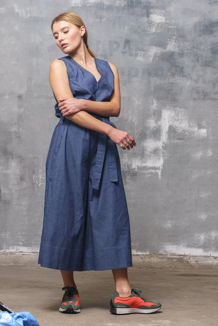 Wide Leg Denim Jumpsuit