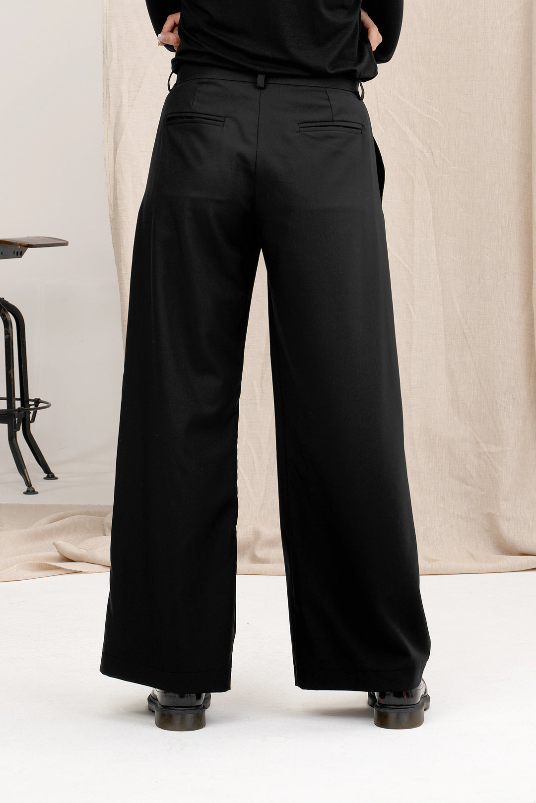 Black Wide Leg Wool Pants Women