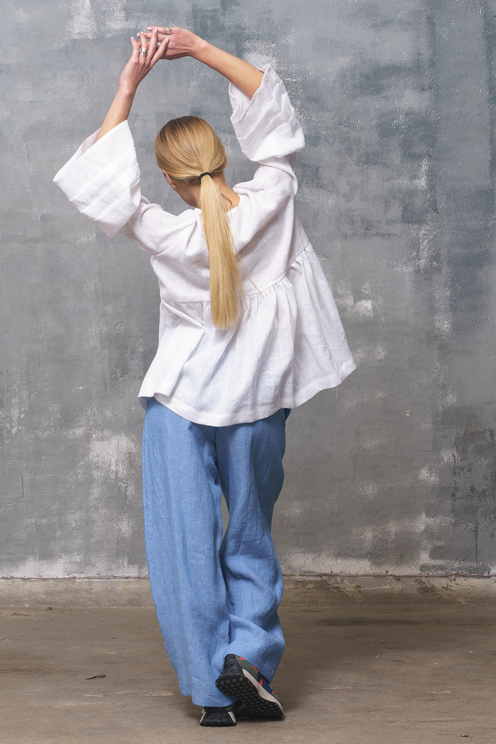 White Linen Blouse Women's