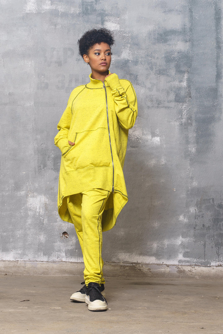 Asymmetrical Tracksuit Set - Oversized Sweatshirt and Harem Pants