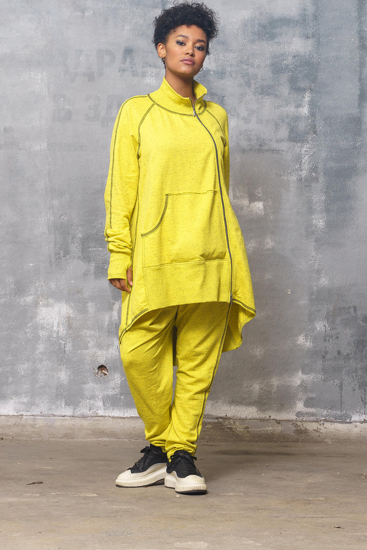 Asymmetrical Tracksuit Set - Oversized Sweatshirt and Harem Pants