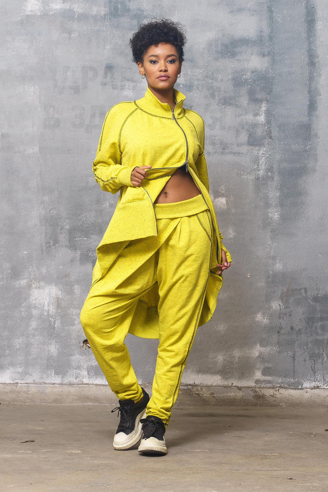 Asymmetrical Tracksuit Set - Oversized Sweatshirt and Harem Pants