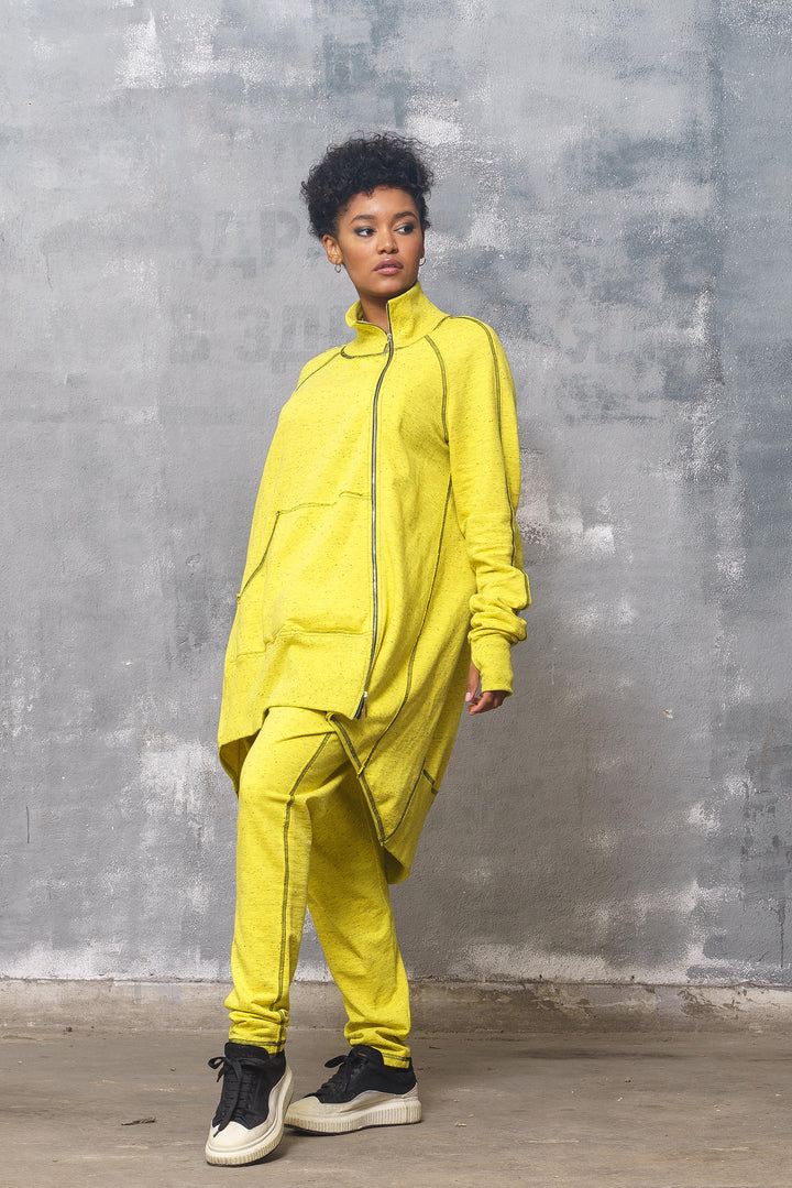 Asymmetrical Tracksuit Set - Oversized Sweatshirt and Harem Pants