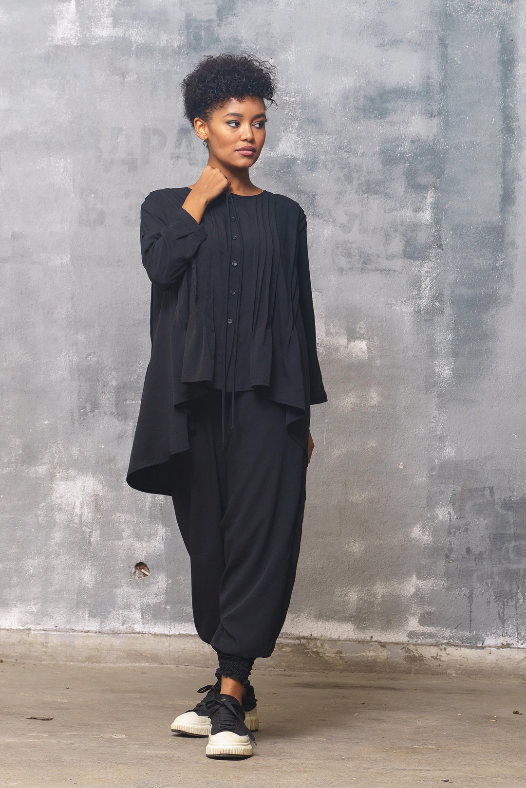 Oversized Black Tunic Top Women's