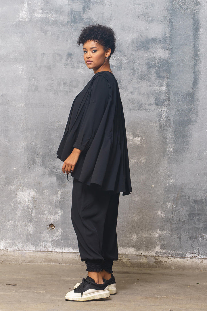 Oversized Black Tunic Top Women's