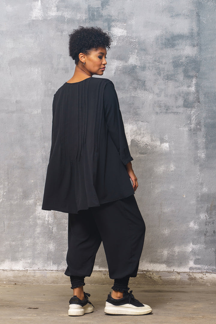 Oversized Black Tunic Top Women's