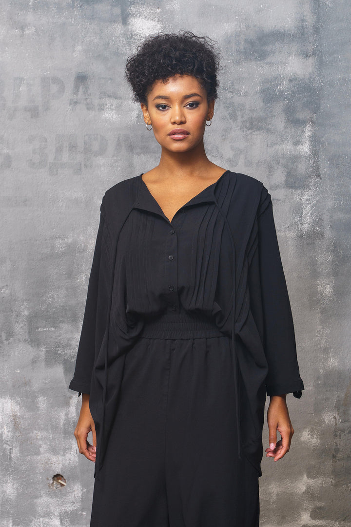 Oversized Black Tunic Top Women's