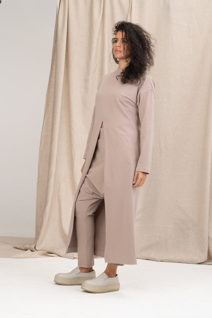 Loungewear Set of Maxi Sweatshirt Dress and Harem Pants