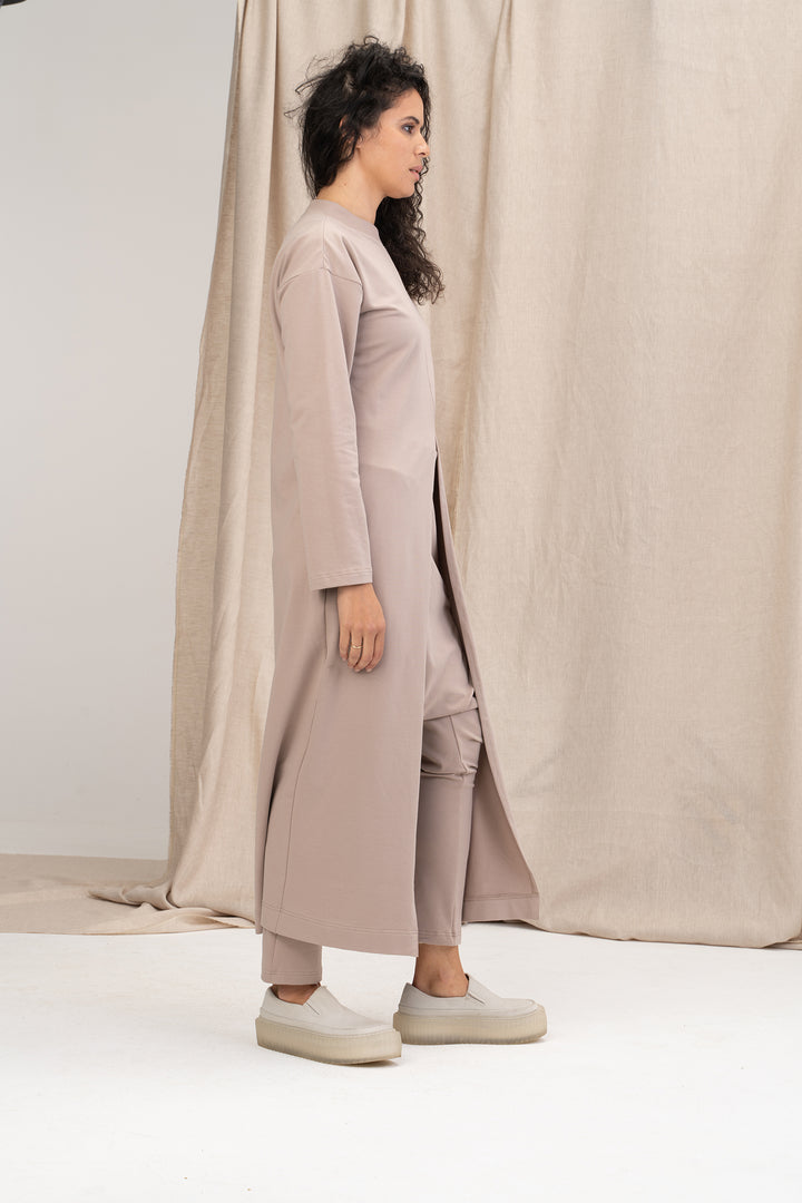 Loungewear Set of Maxi Sweatshirt Dress and Harem Pants