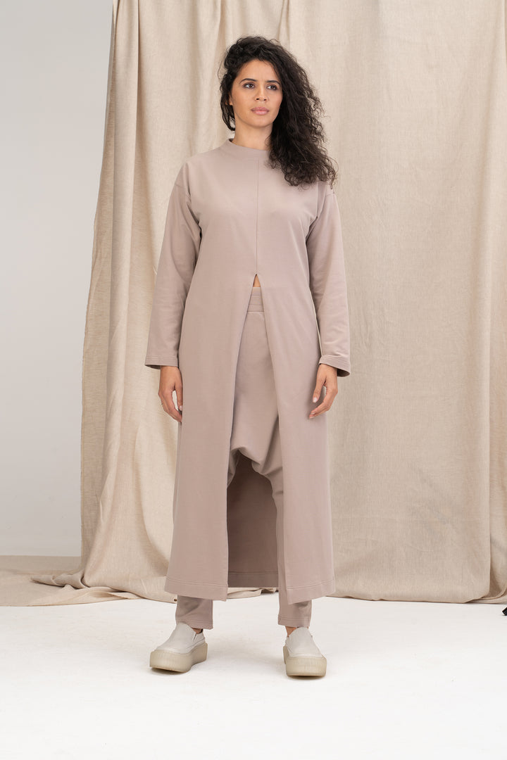 Loungewear Set of Maxi Sweatshirt Dress and Harem Pants