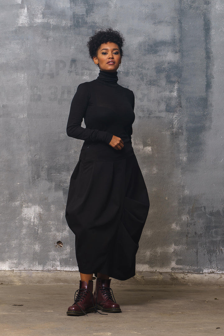 Black Turtleneck Blouse