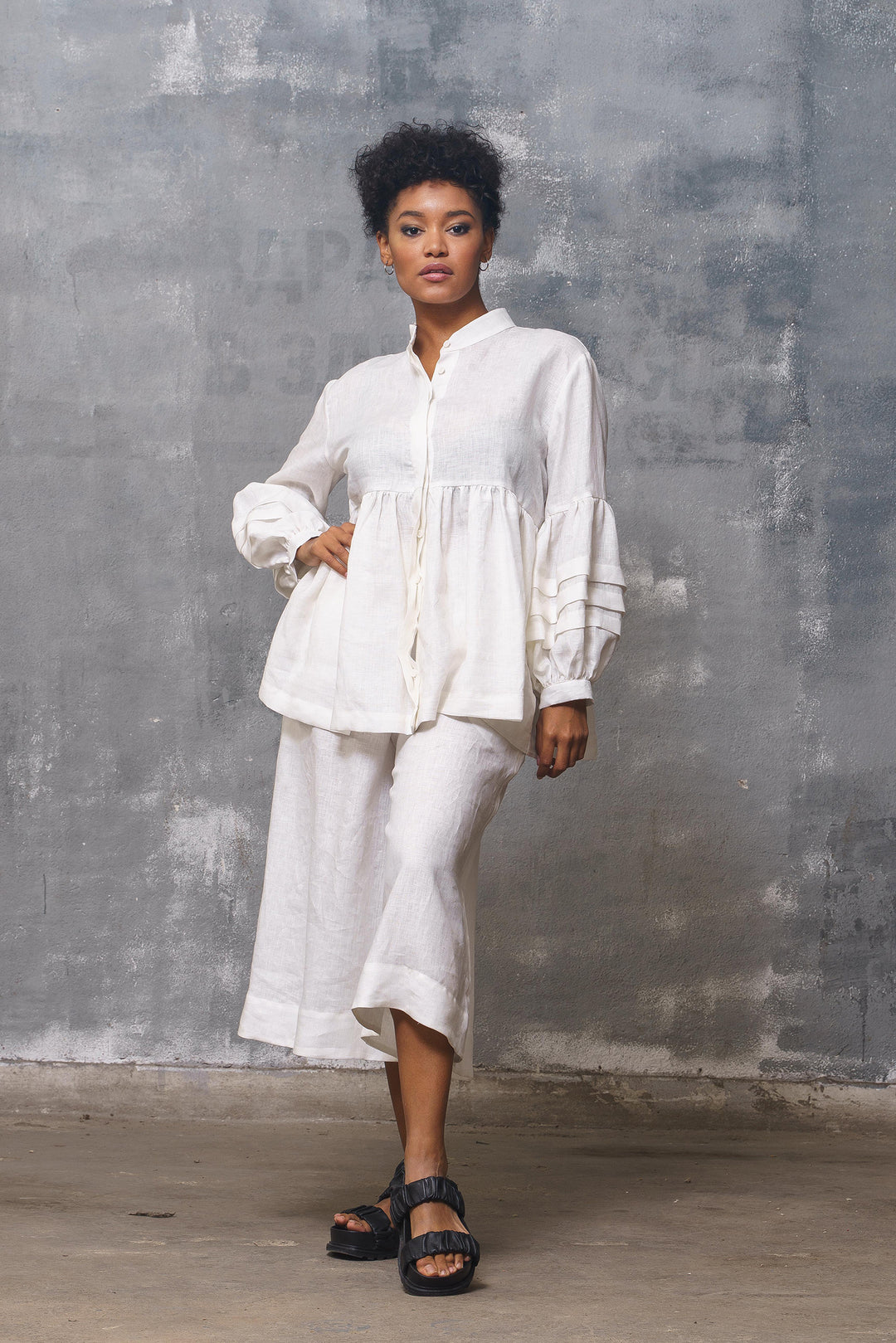 Relaxed Fit White Linen Shirt Women's