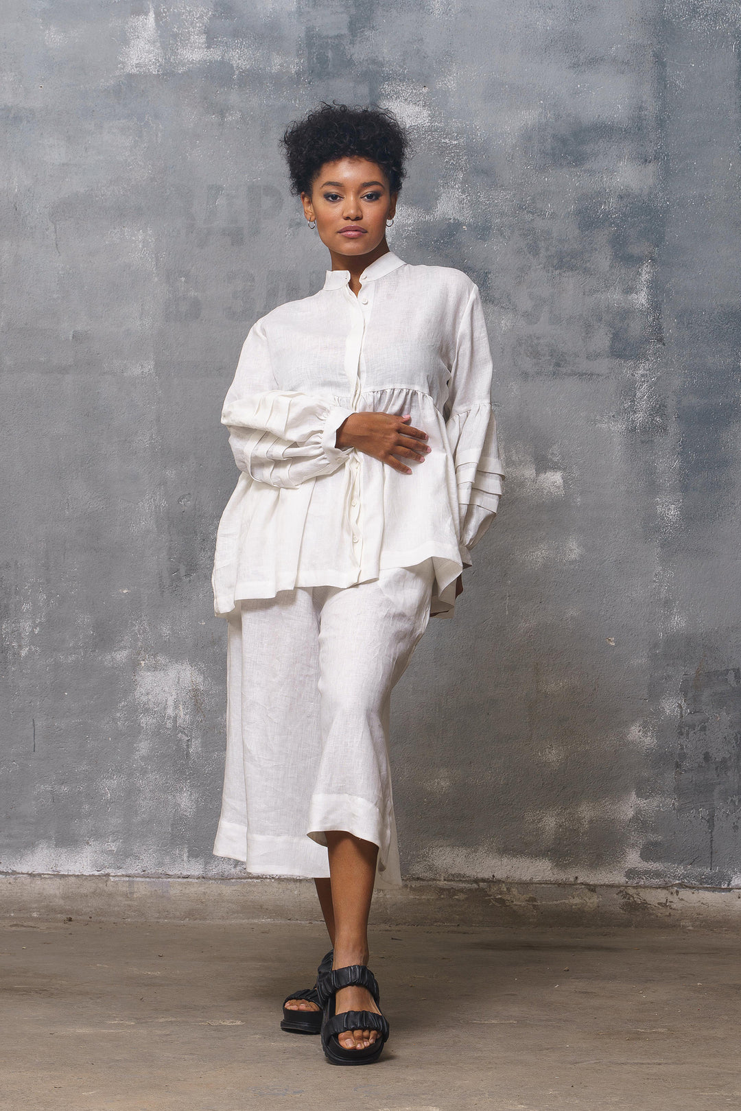 Relaxed Fit White Linen Shirt Women's