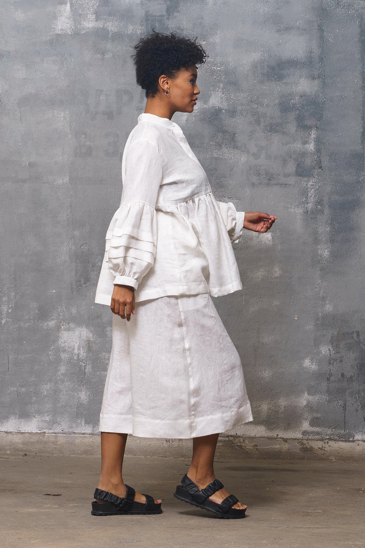 Relaxed Fit White Linen Shirt Women's