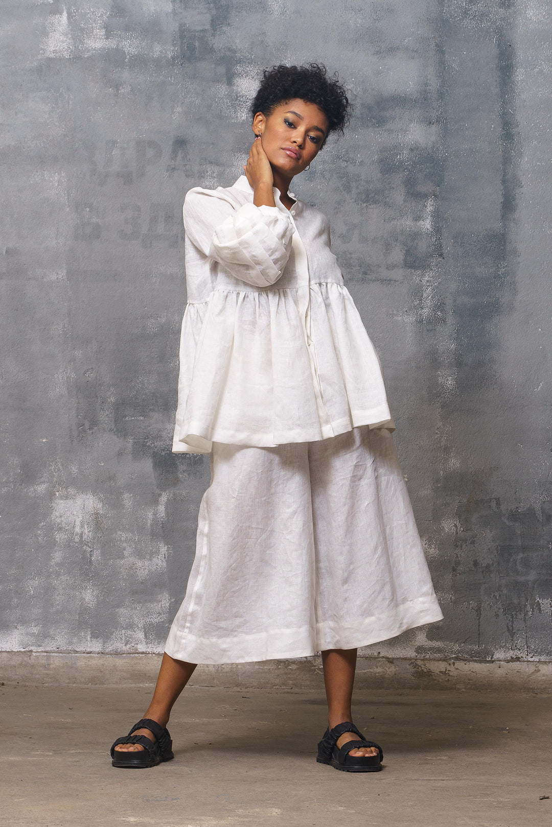 Relaxed Fit White Linen Shirt Women's