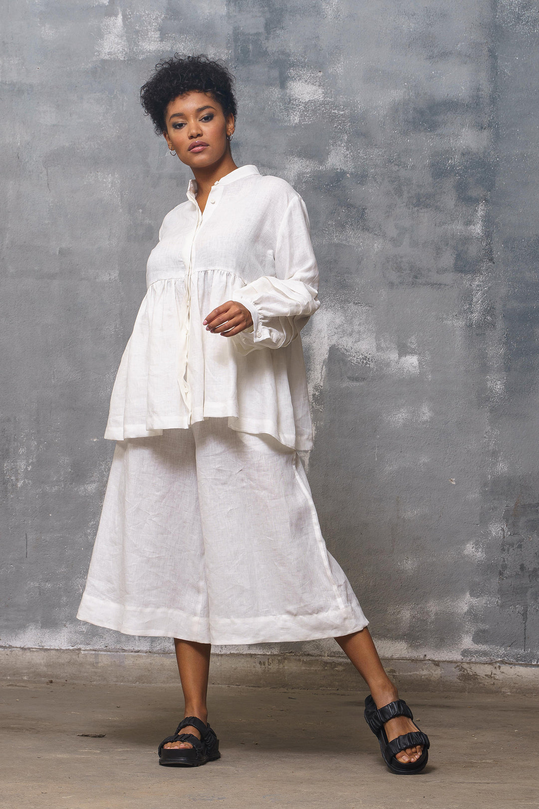 Relaxed Fit White Linen Shirt Women's