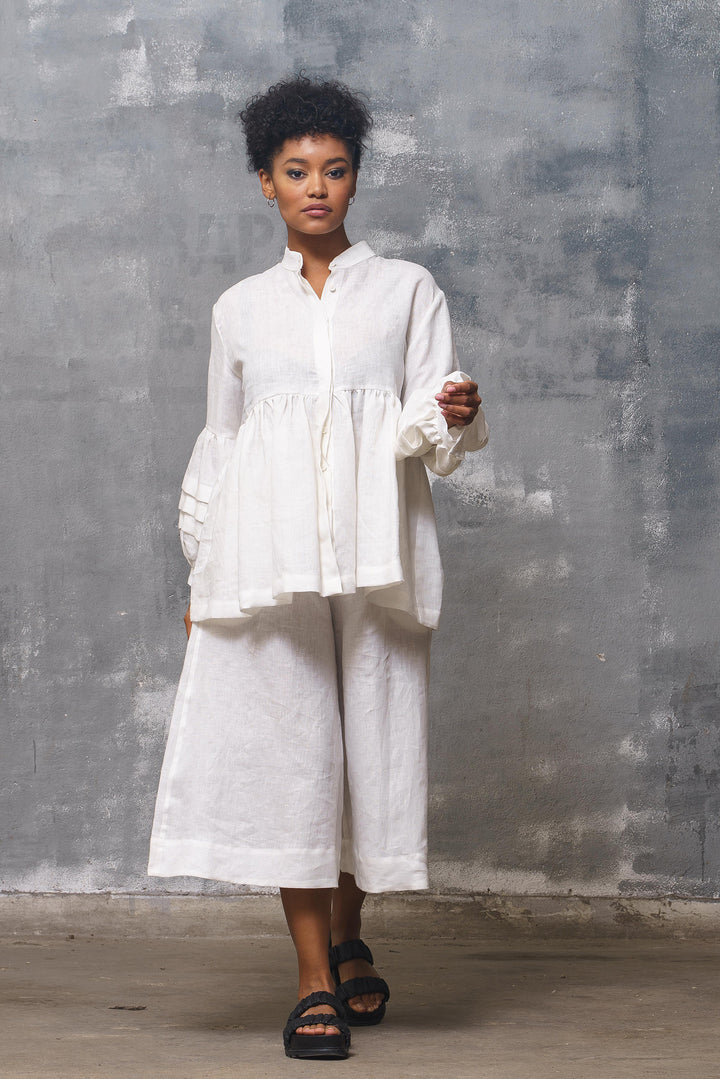 Relaxed Fit White Linen Shirt Women's