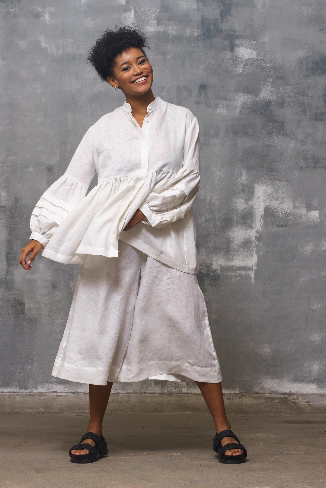 Relaxed Fit White Linen Shirt Women's