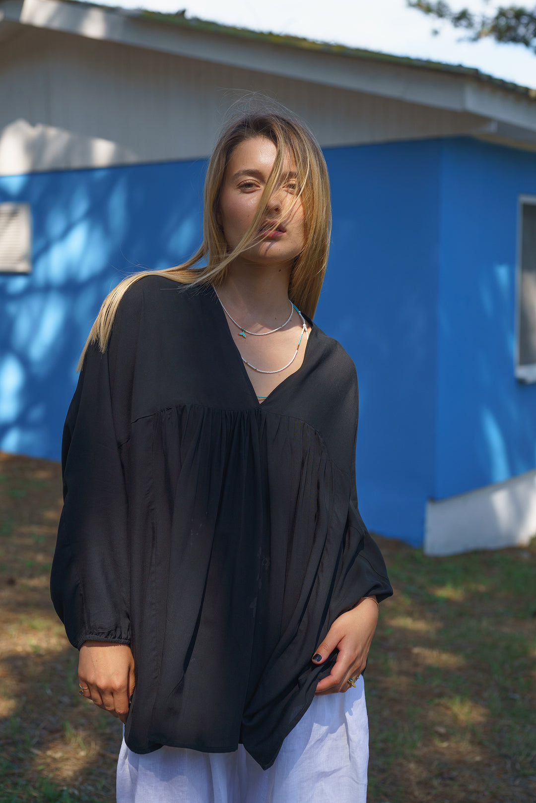 Black Oversized Women's Blouse