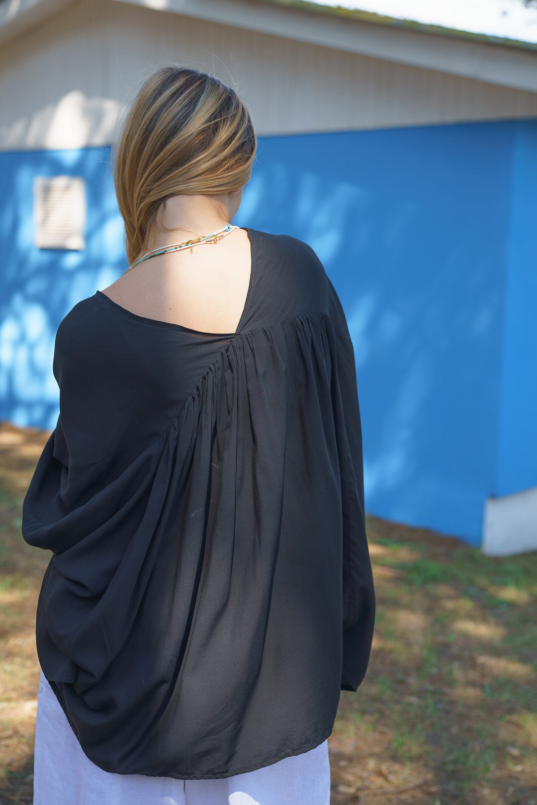 Black Oversized Women's Blouse