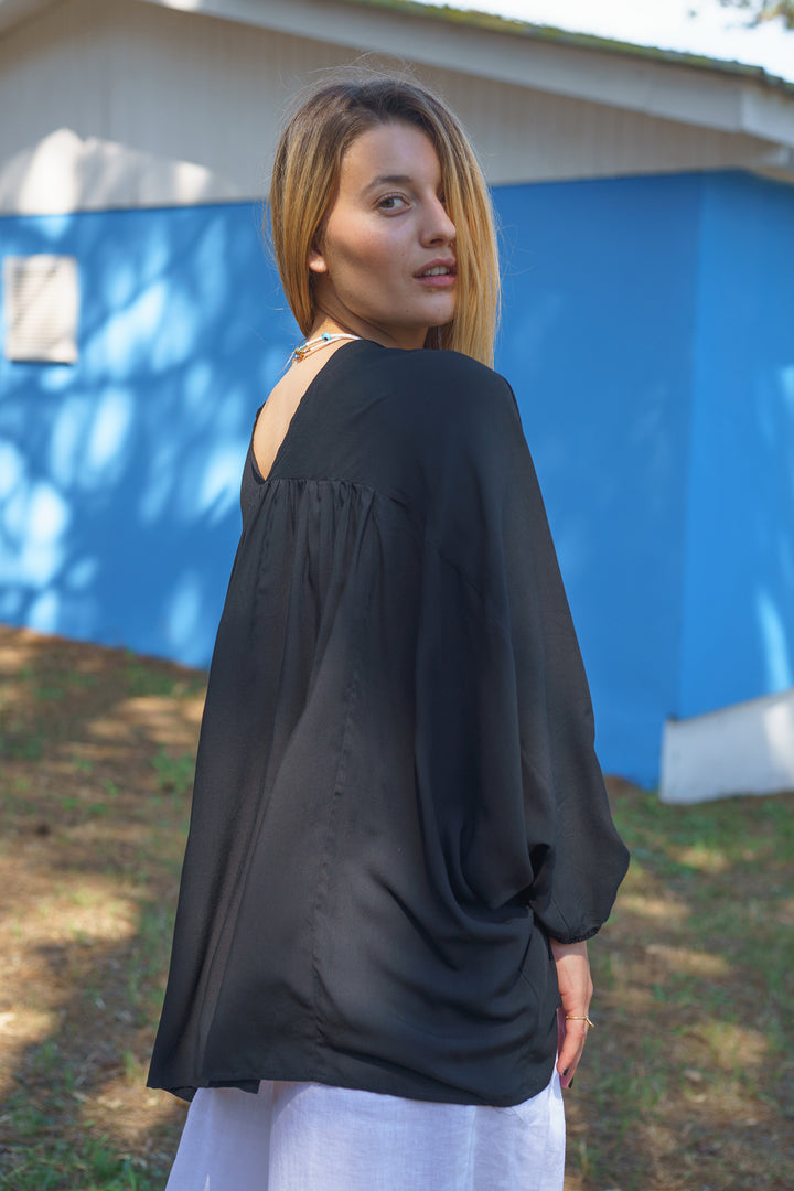 Black Oversized Women's Blouse