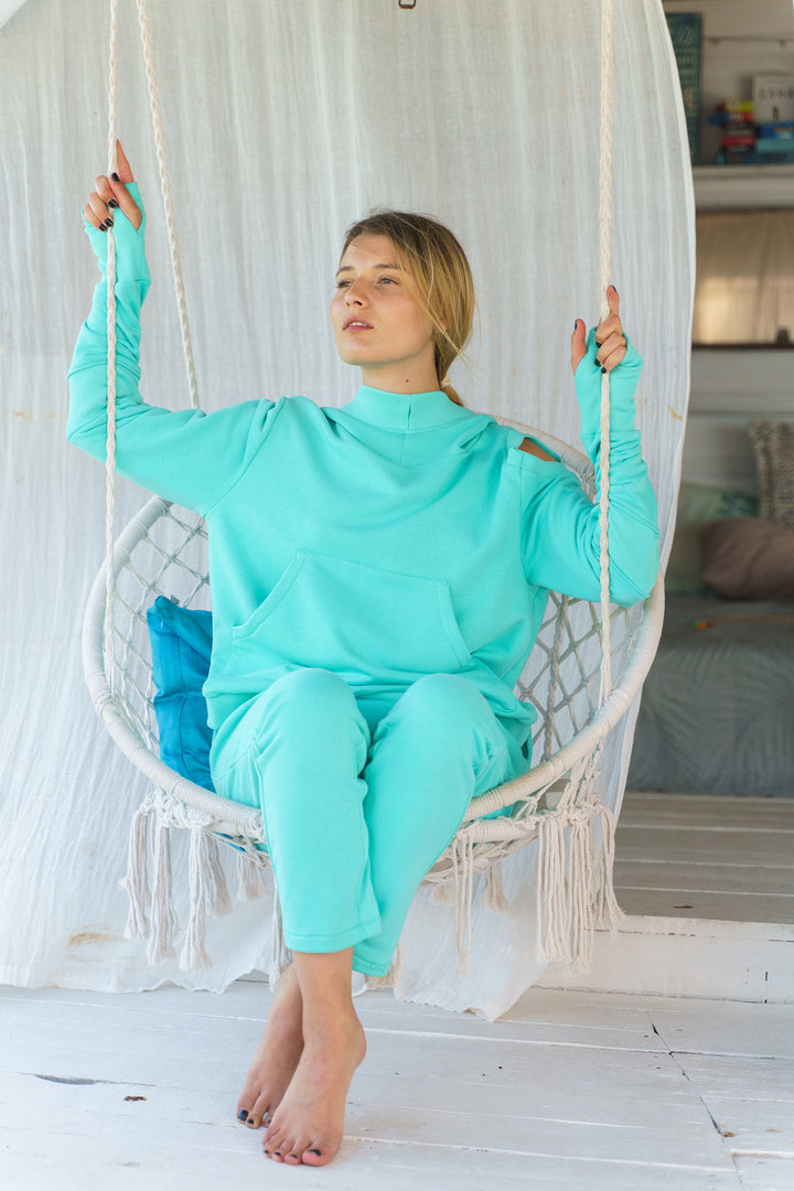 Tracksuit Set - Mint Sweatshirt and Harem Pants