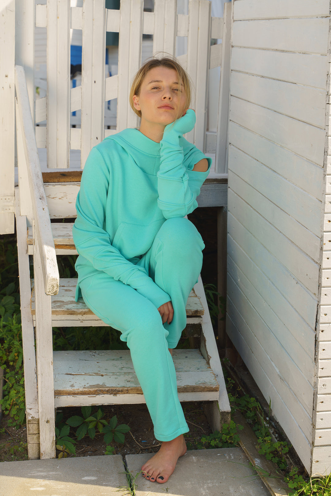 Tracksuit Set - Mint Sweatshirt and Harem Pants