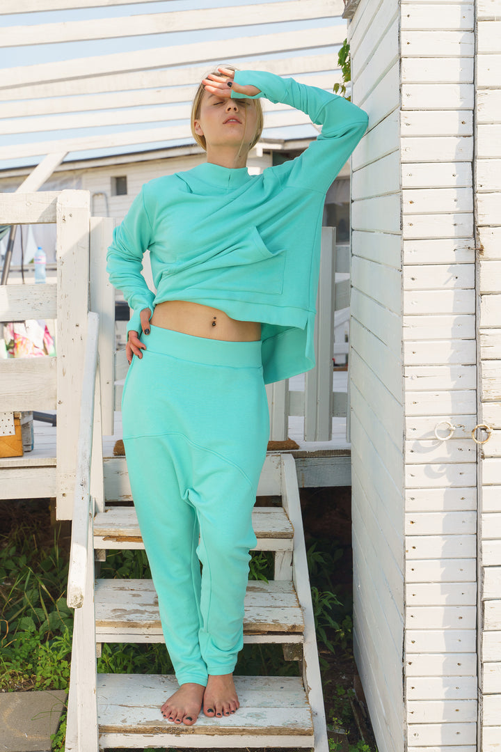 Tracksuit Set - Mint Sweatshirt and Harem Pants