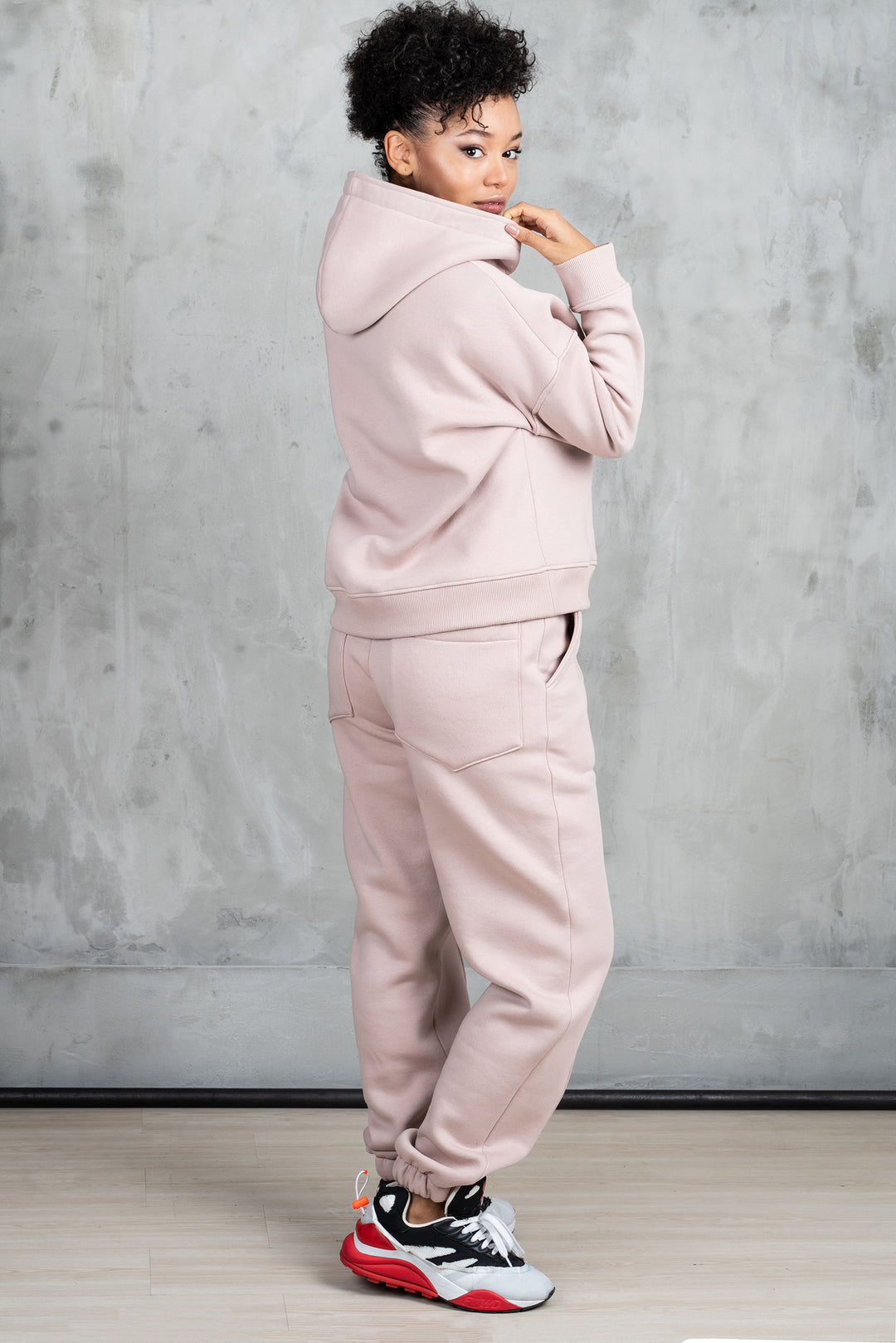 Rose beige two-piece tracksuit set