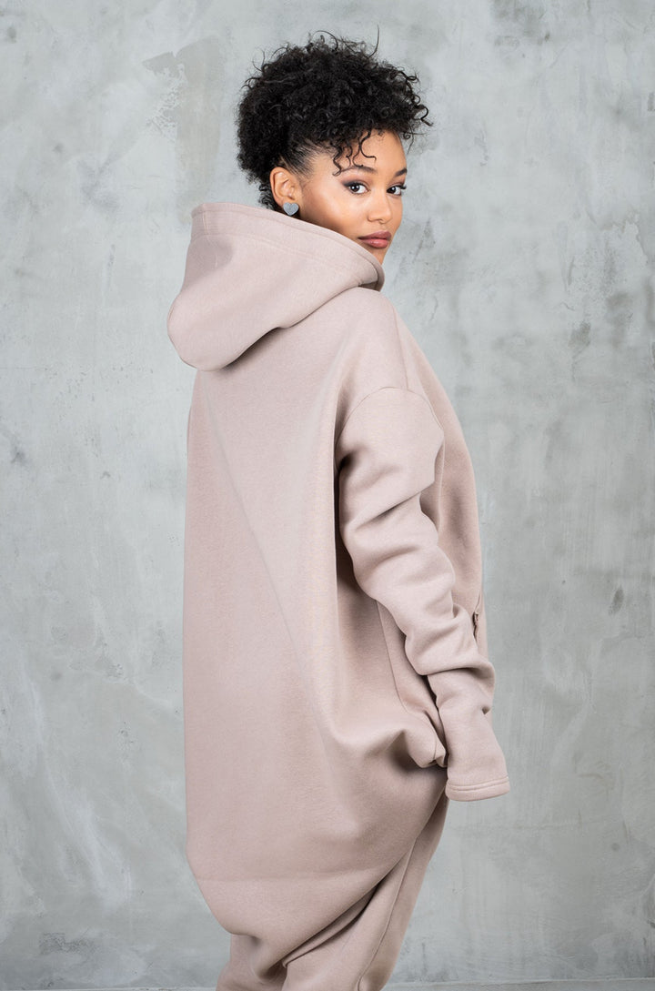 Rose Beige Asymmetrical Women's Hoodie