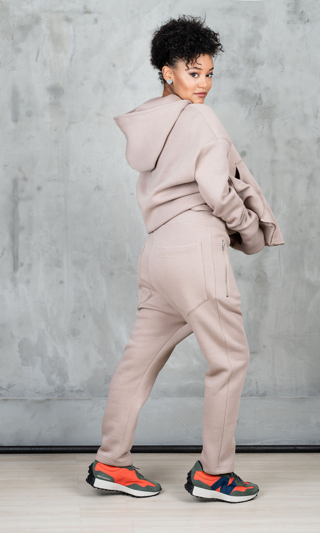 Asymmetrical activewear tracksuit set of sweatshirt and sweatpants