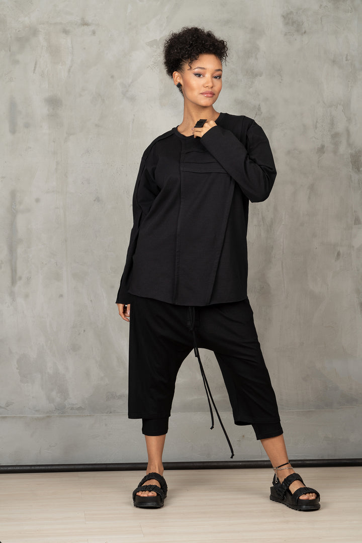 Black Asymmetric Minimalist Top Women's