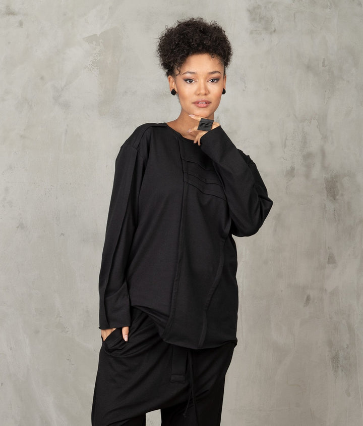 Black Asymmetric Minimalist Top Women's