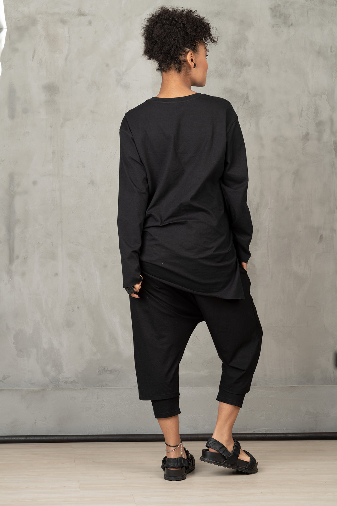 Black Asymmetric Minimalist Top Women's