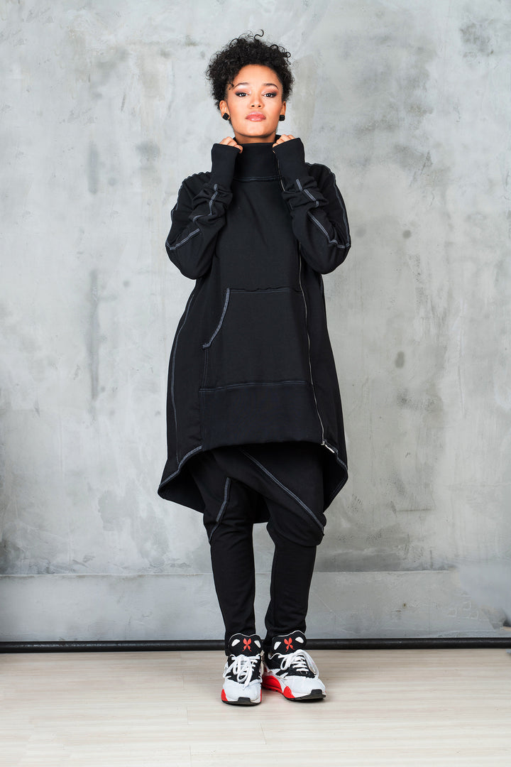 Asymmetrical Tracksuit Set - Oversized Sweatshirt and Harem Pants