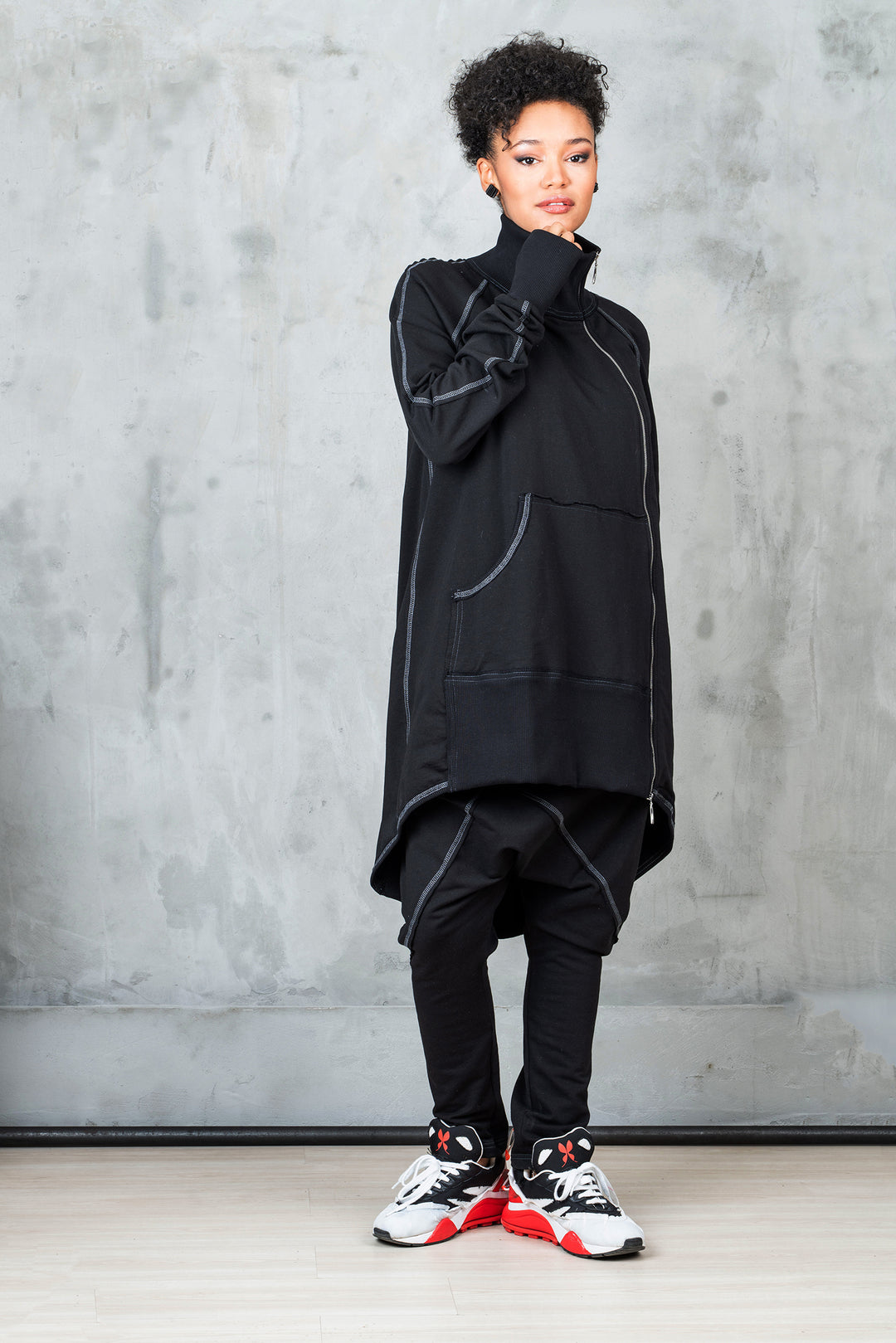 Asymmetrical Tracksuit Set - Oversized Sweatshirt and Harem Pants