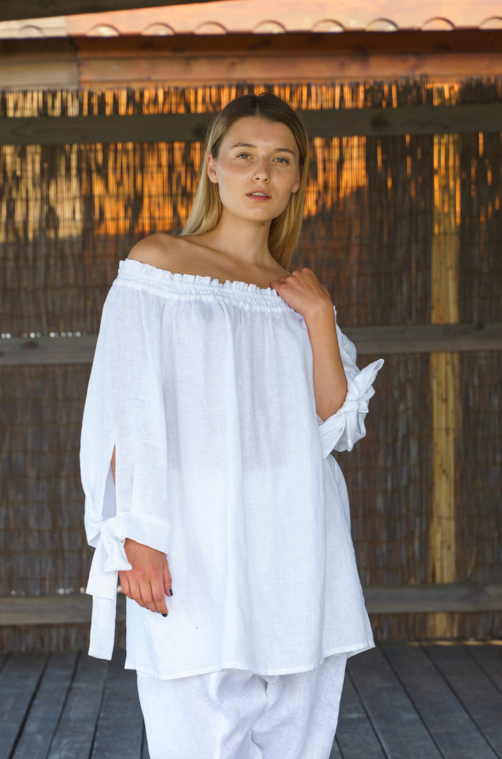 White Linen Oversized Blouse