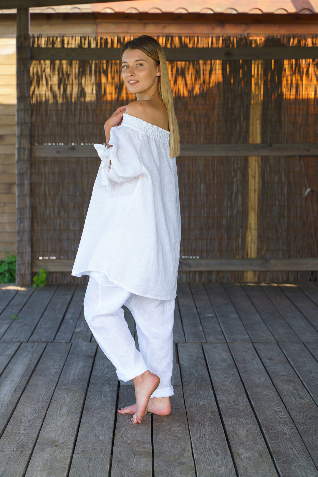 White Linen Oversized Blouse